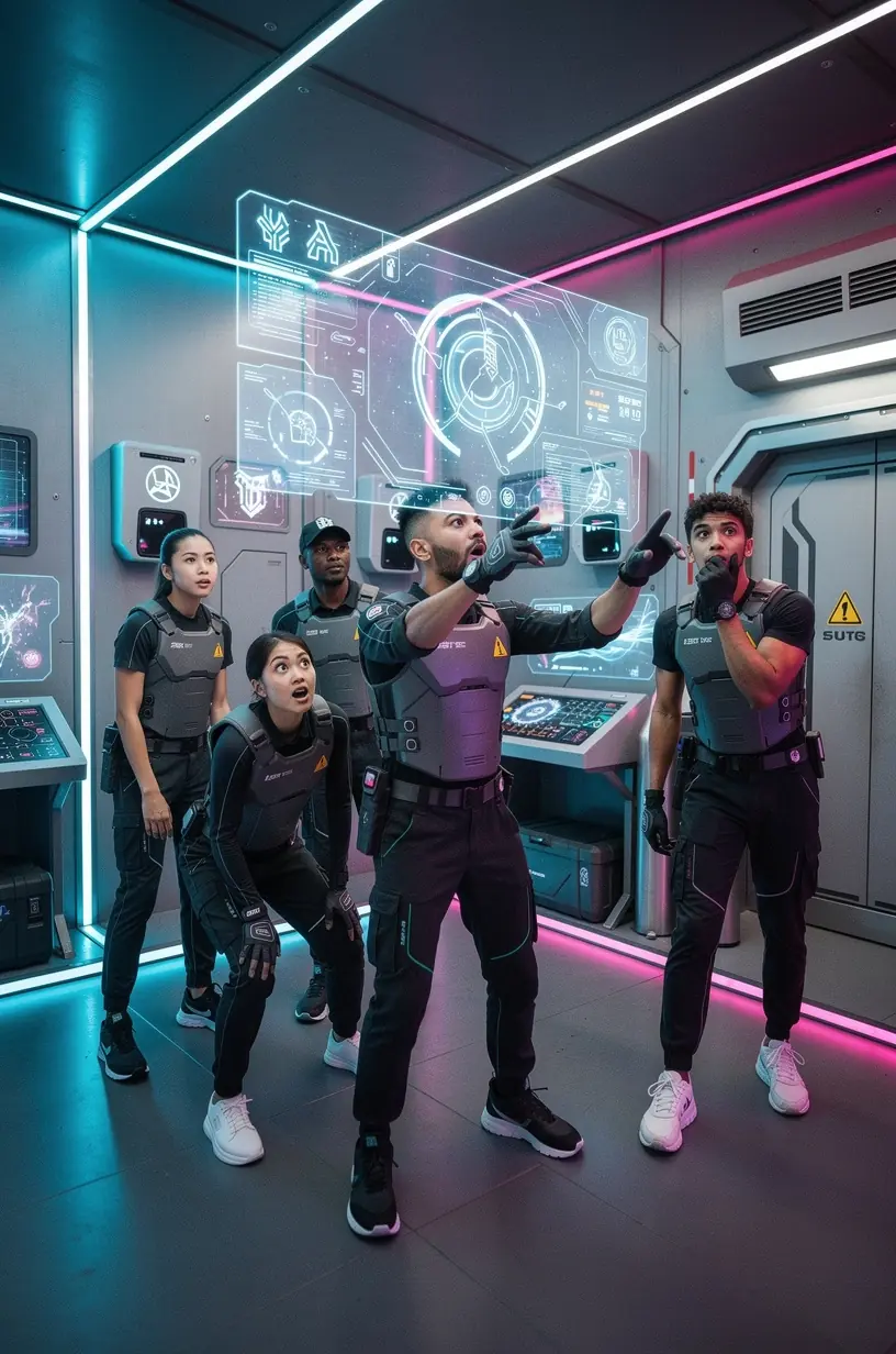 Hybrid venue with escape rooms and puzzles.